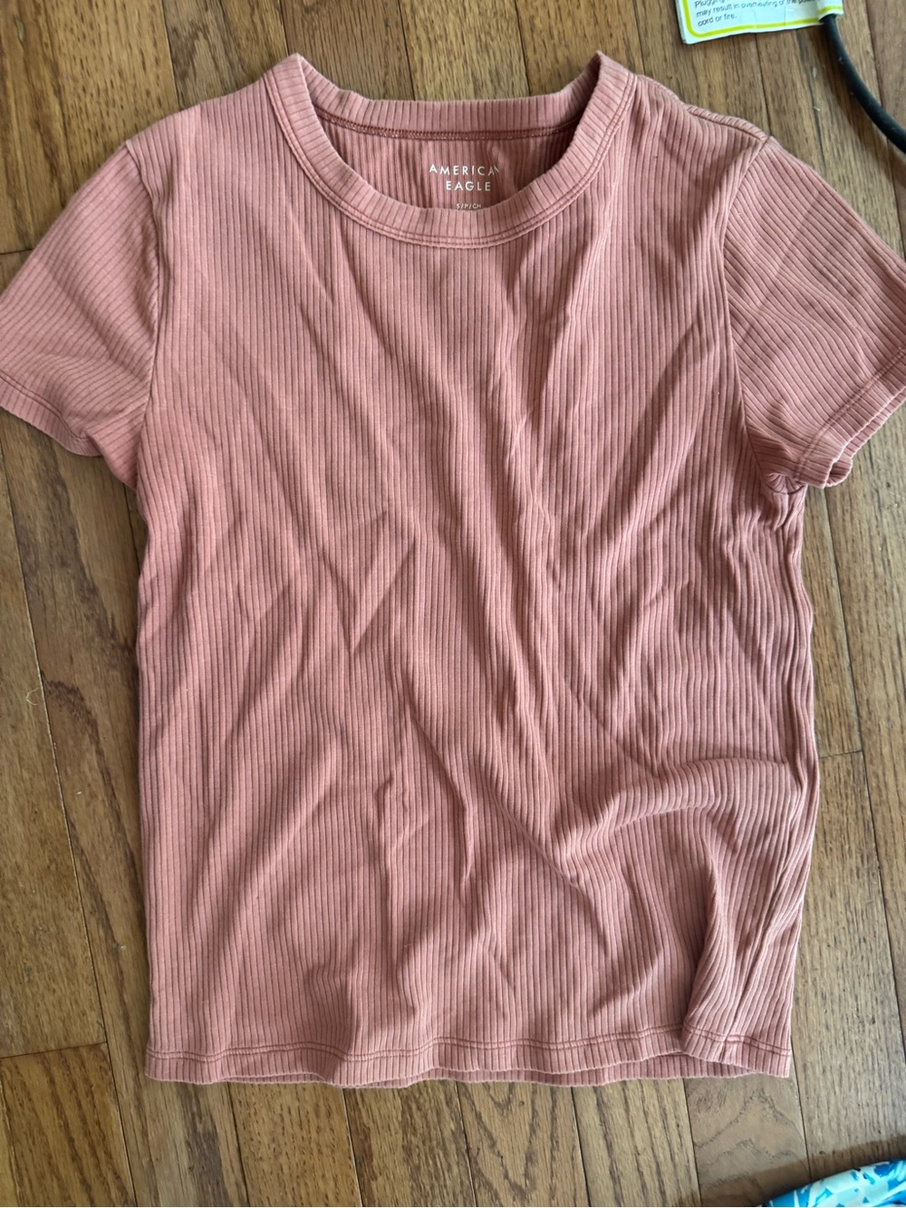American Eagle Outfitters Ribbed Short Sleeve Tee in Dusty Rose